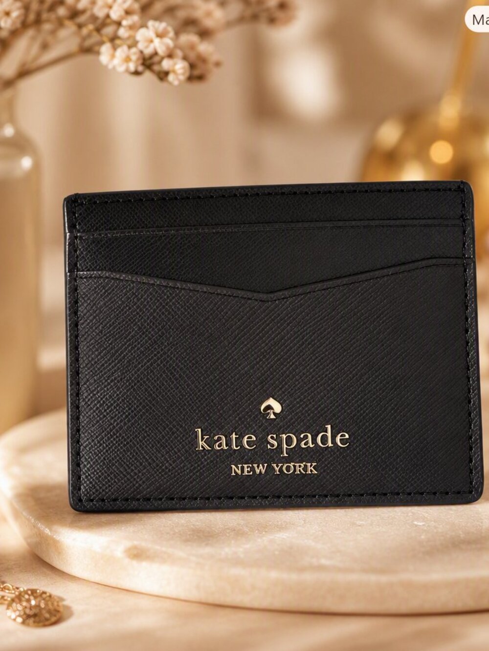 Kate Spade Staci Black Leather Slim Cardholder NWT
